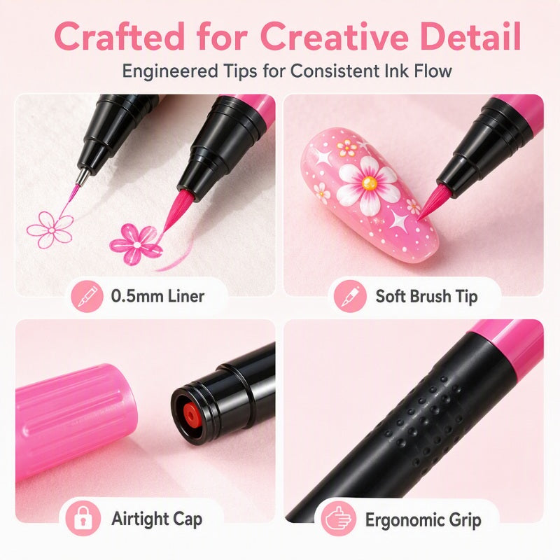 💕LAST DAY-50% OFF🌈24 Colors Dual Ended Nail Art Pens Set1