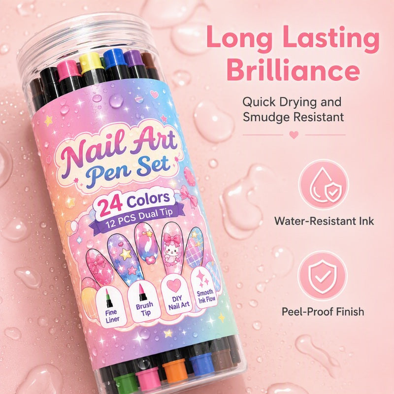 💕LAST DAY-50% OFF🌈24 Colors Dual Ended Nail Art Pens Set1
