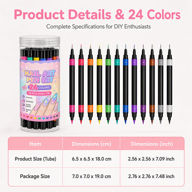 💕LAST DAY-50% OFF🌈24 Colors Dual Ended Nail Art Pens Set1