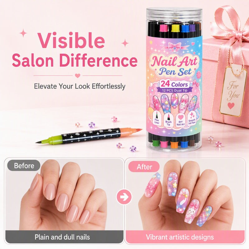 💕LAST DAY-50% OFF🌈24 Colors Dual Ended Nail Art Pens Set1