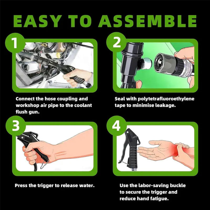 🚗💨Pneumatic Coolant Flush Gun – High-Pressure, Labor-Saving & Leak-Proof – For Radiator Cleaning 🔧