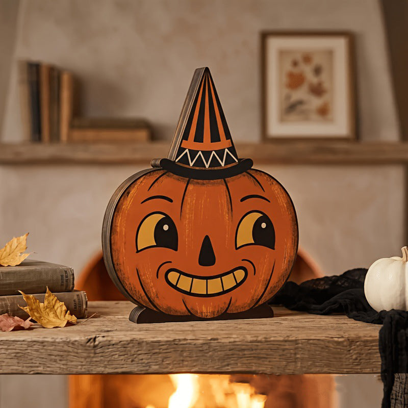 Vintage Wooden Halloween Desktop Ornaments