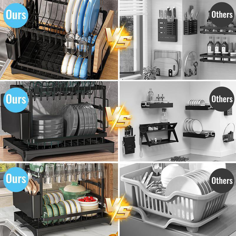 📢📢50% OFF !! ⏰2-Tier Dish Drying Rack with Drainboard