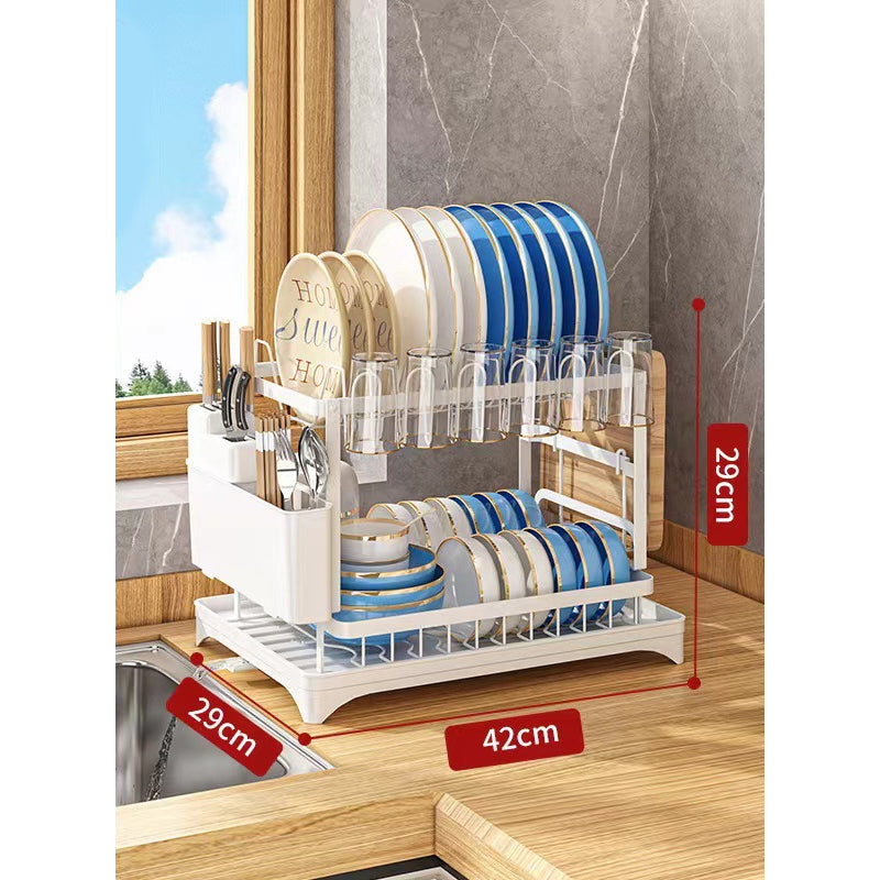 📢📢50% OFF !! ⏰2-Tier Dish Drying Rack with Drainboard