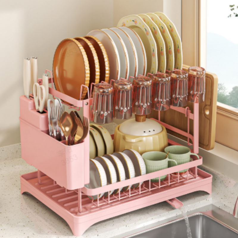 📢📢50% OFF !! ⏰2-Tier Dish Drying Rack with Drainboard