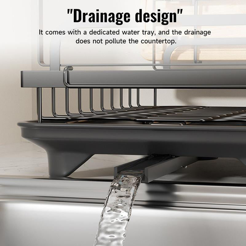 📢📢50% OFF !! ⏰2-Tier Dish Drying Rack with Drainboard