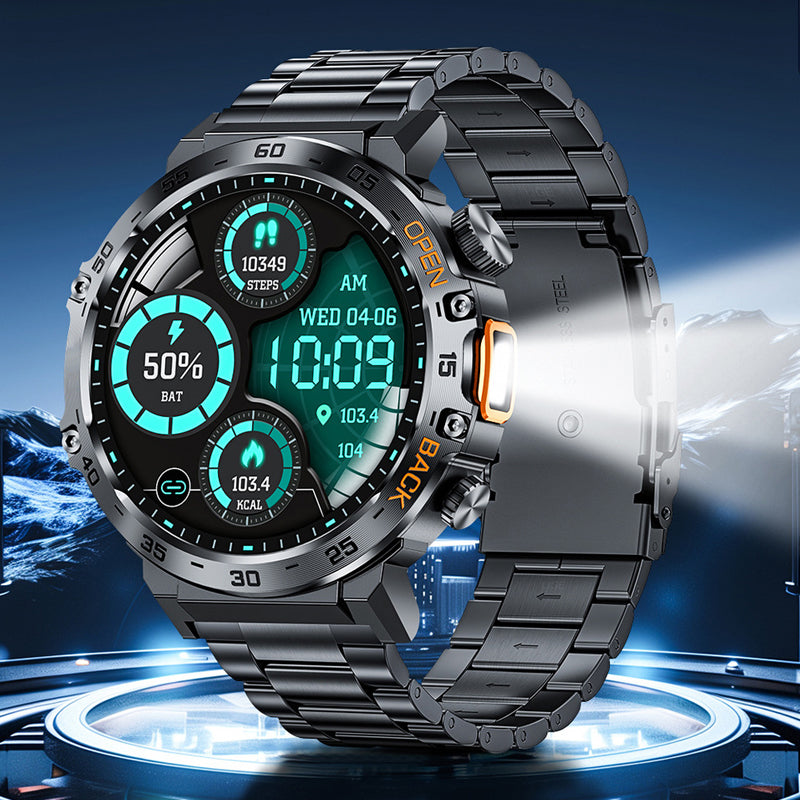 🎁2026 New Arrivals 50% OFF💥Outdoor Smartwatch – Rugged, LED Flashlight & Bluetooth Calling – For Sports, Fitness & Adventure 🏔️🔦