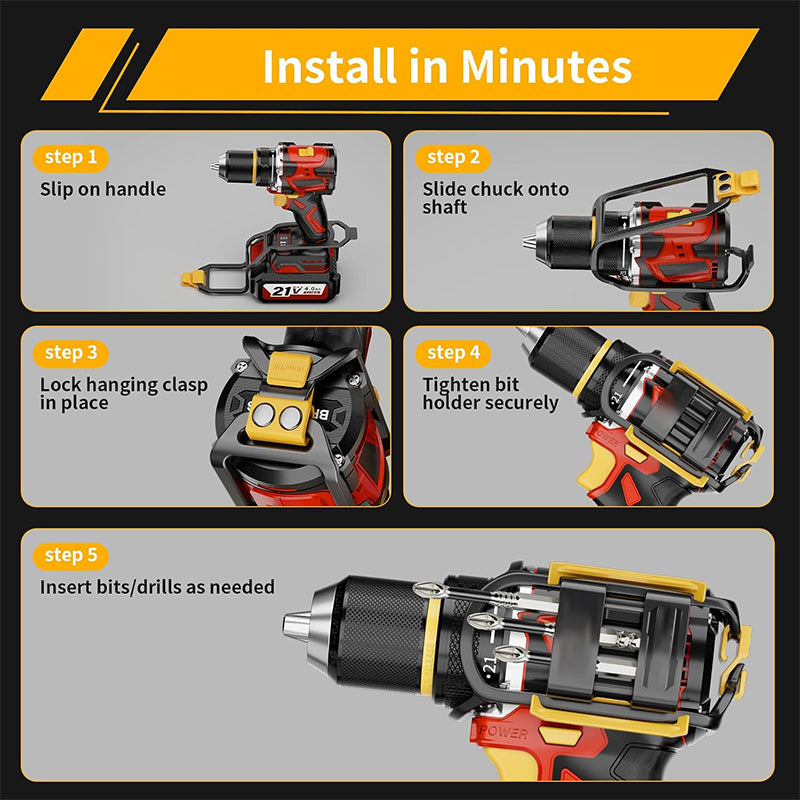 🎁2026 New Arrivals 50% OFF💥Universal Drill Bit Holder‑8/16 Holes Cordless Drill Accessory Storage Pouch ⚡