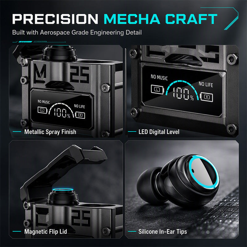 Mecha-Style Bluetooth Wireless Earbuds