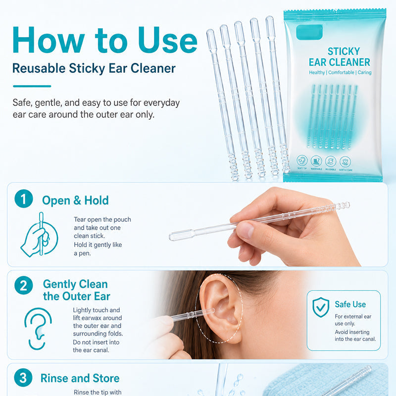 📢📢50% OFF !! ⏰Gentle Sticky Ear Cleaning Sticks for Dry Earwax