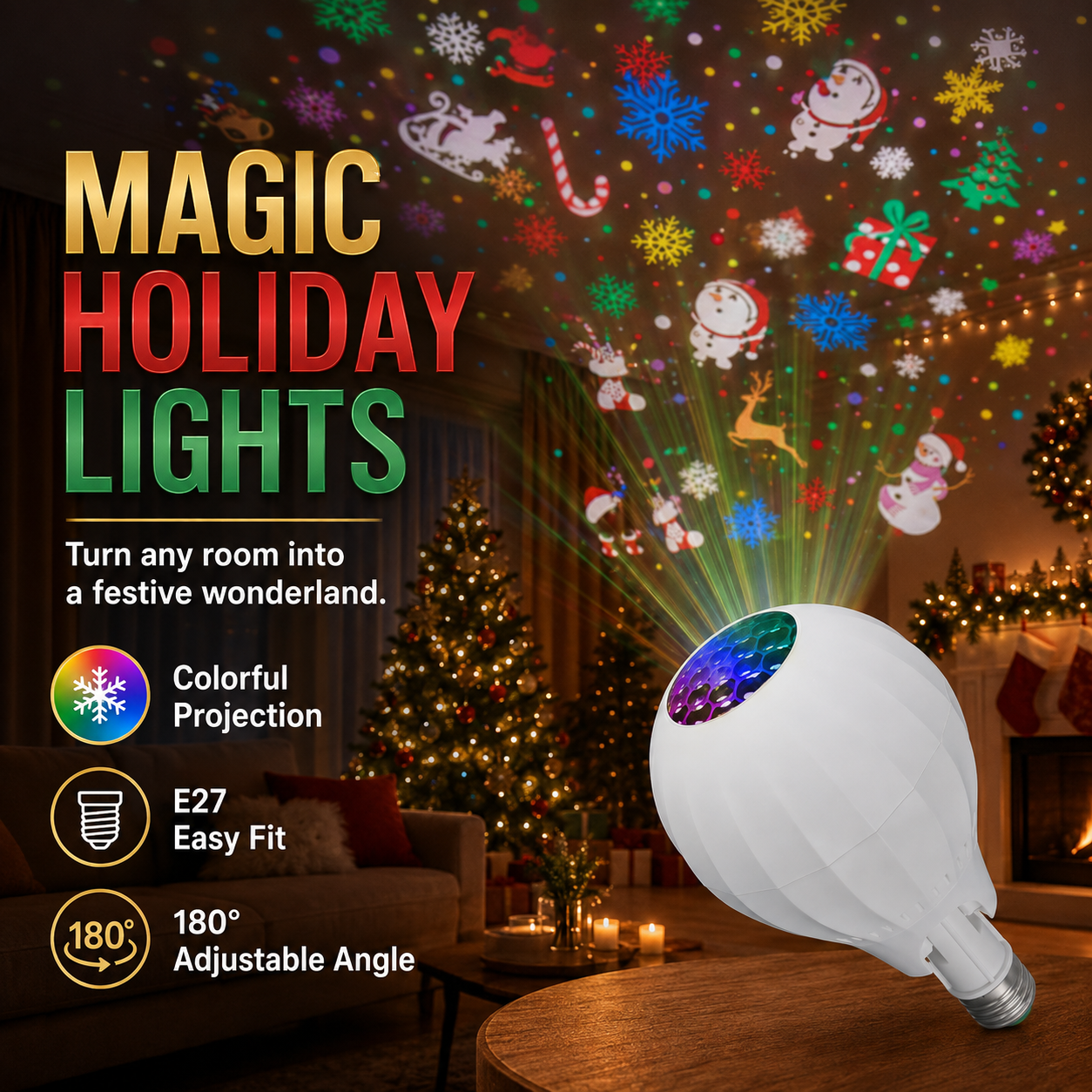 🎁2026 New Arrivals 50% OFF💥Rotating Christmas Projector Bulb | 16 Patterns