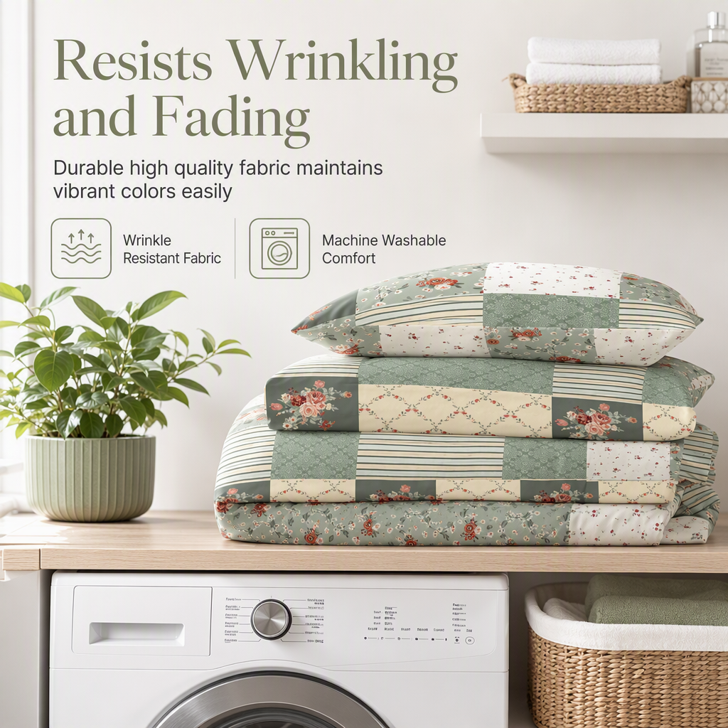 💐 All Season Brushed Floral Bedding Set – Soft, Reversible, Decorative ✨