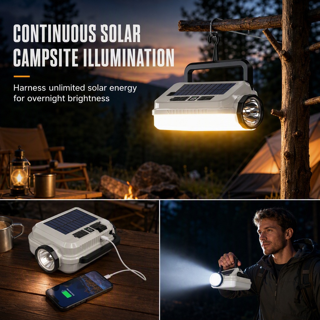 📢📢50% OFF !! ⏰Solar Rechargeable LED Camping Lantern Multifunctional Handheld Work Light
