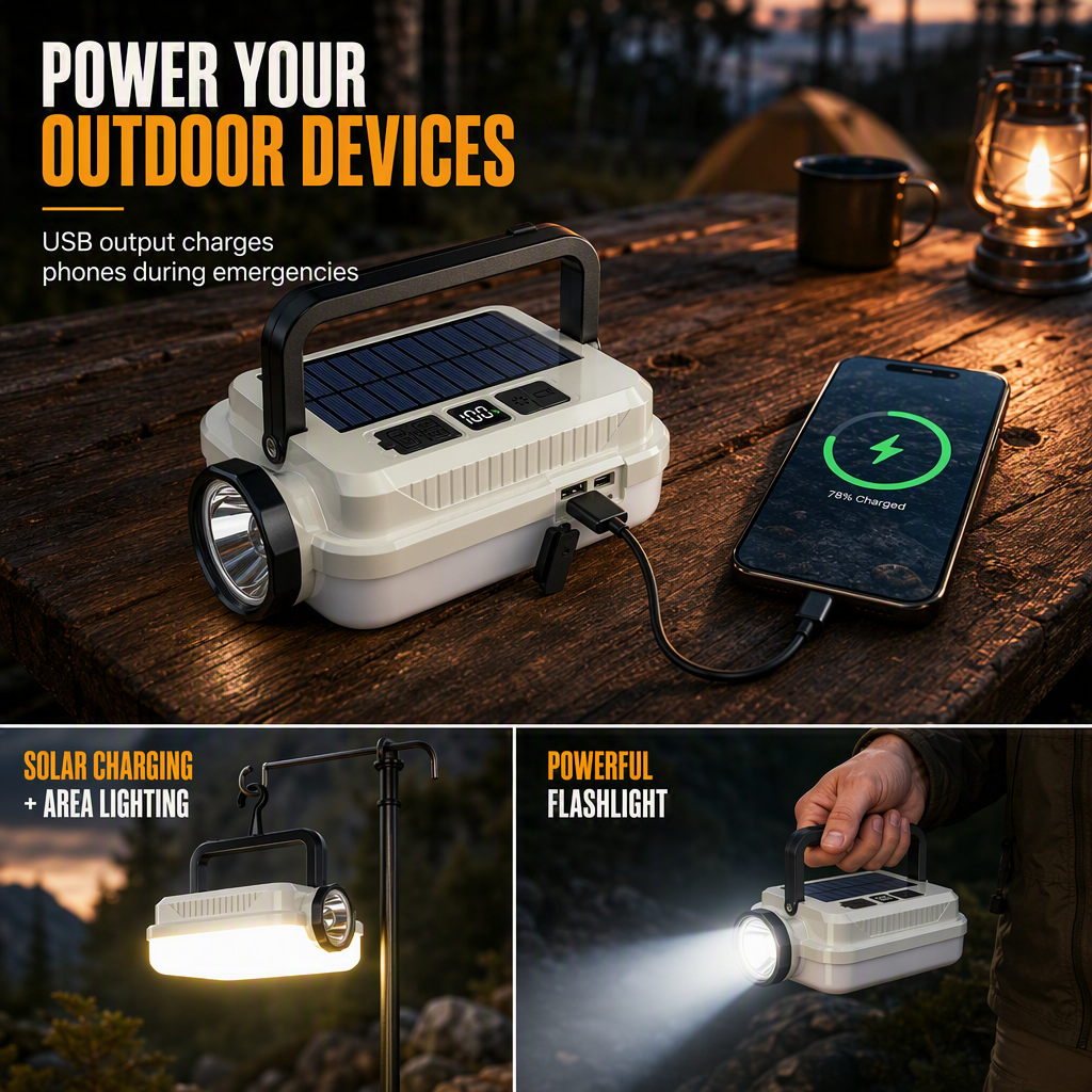 📢📢50% OFF !! ⏰Solar Rechargeable LED Camping Lantern Multifunctional Handheld Work Light
