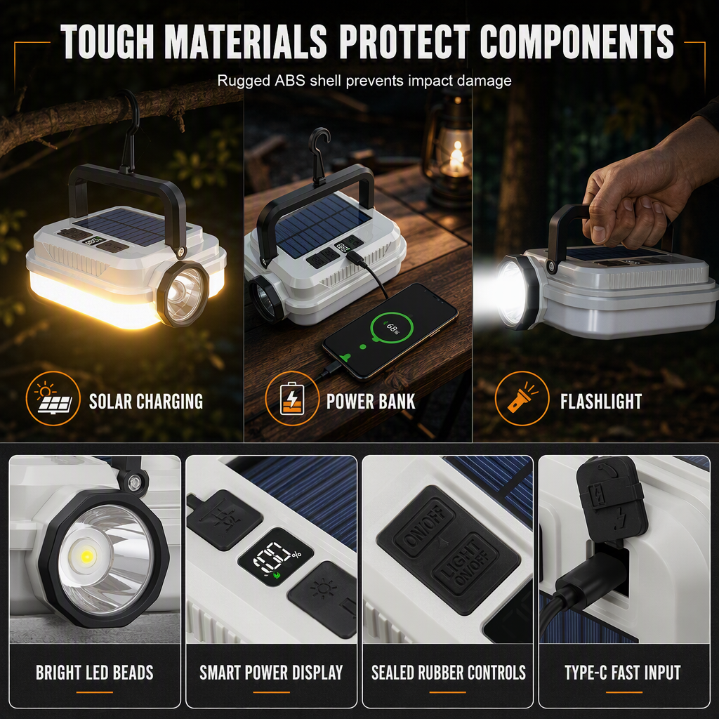 📢📢50% OFF !! ⏰Solar Rechargeable LED Camping Lantern Multifunctional Handheld Work Light