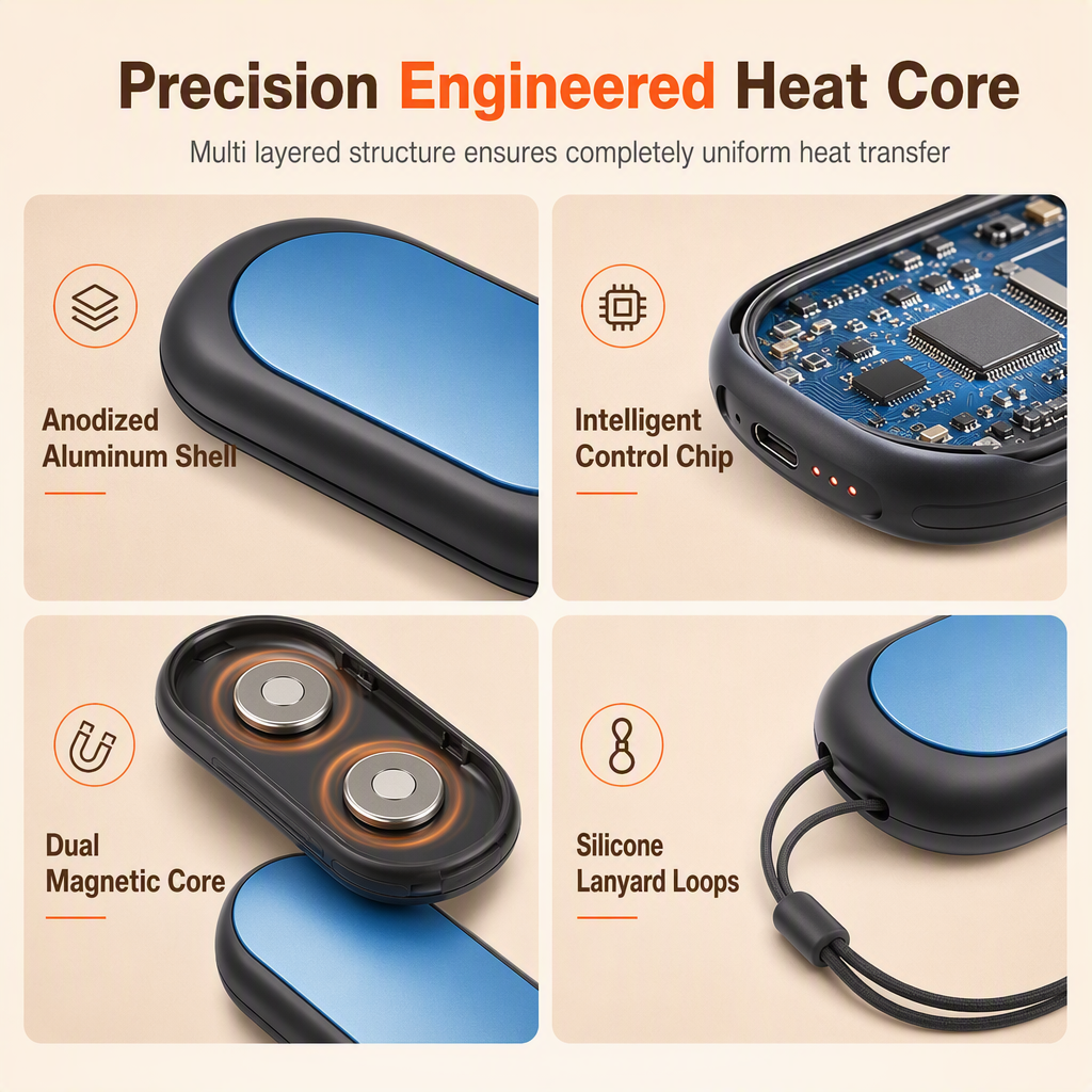 Magnetic Split 2-in-1 Rechargeable Hand Warmer Mini Portable USB Electric Hand Warmer