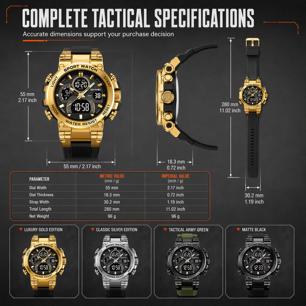 ⏳Time-Limited Special⏰Tactical Style 50M Waterproof Multifunctional Digital Sports Watch