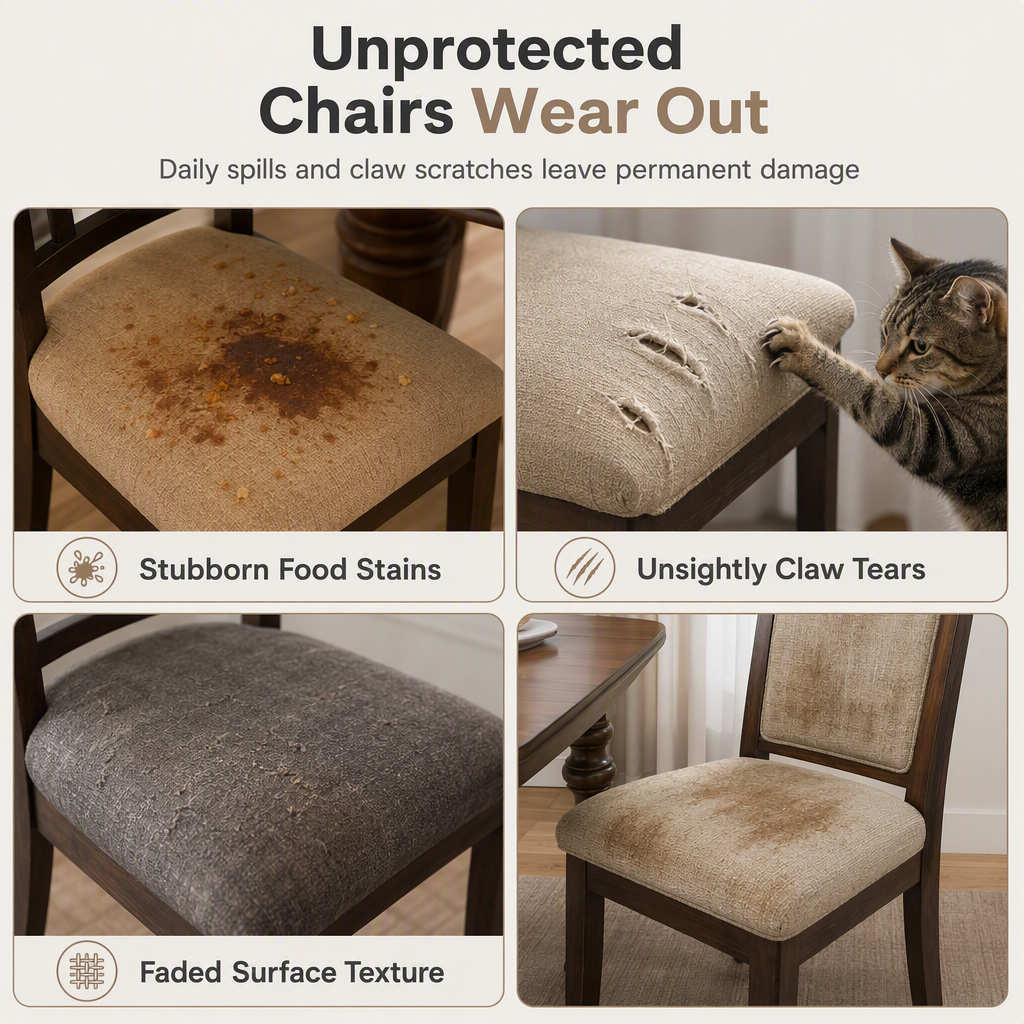 🎁 Buy 1 Get 1 Free! 🪑 Stretch Dining Chair Seat Cover – Strapless Elastic Slipcover with Elegant Textured Pattern for Home Dining Room