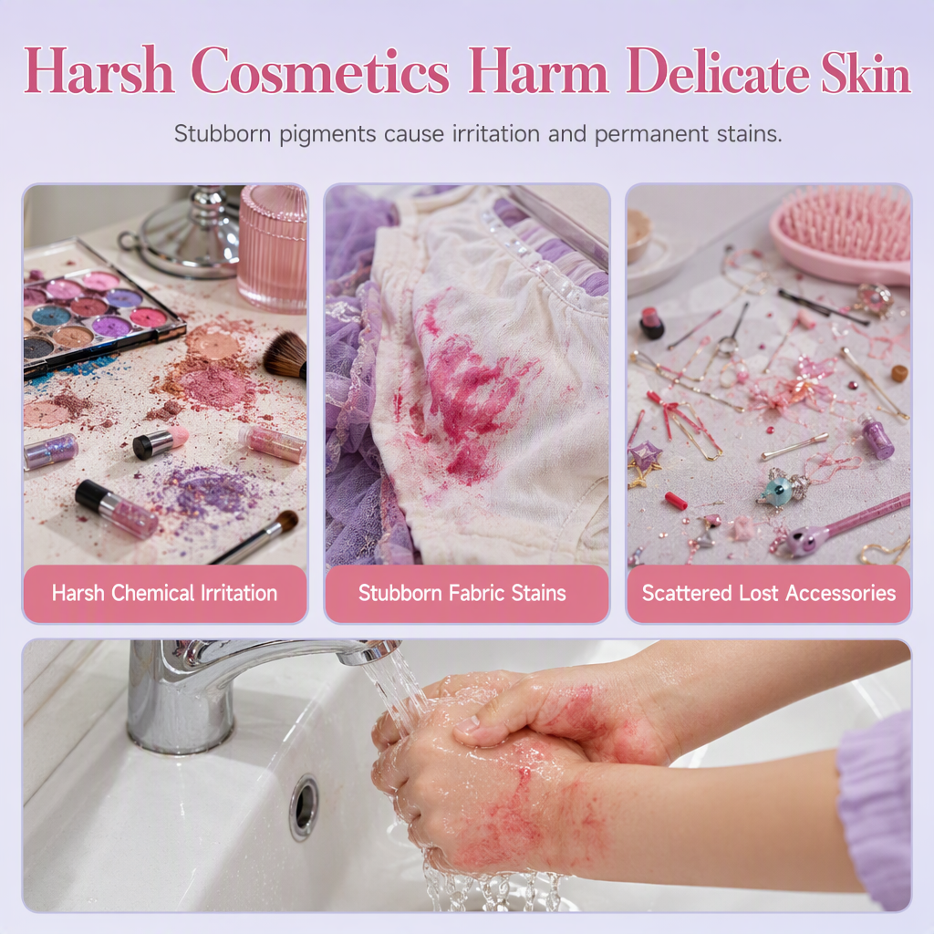 📢📢50% OFF !! ⏰ Washable Princess Makeup Set – Non‑irritating, trays & portable case 🎀