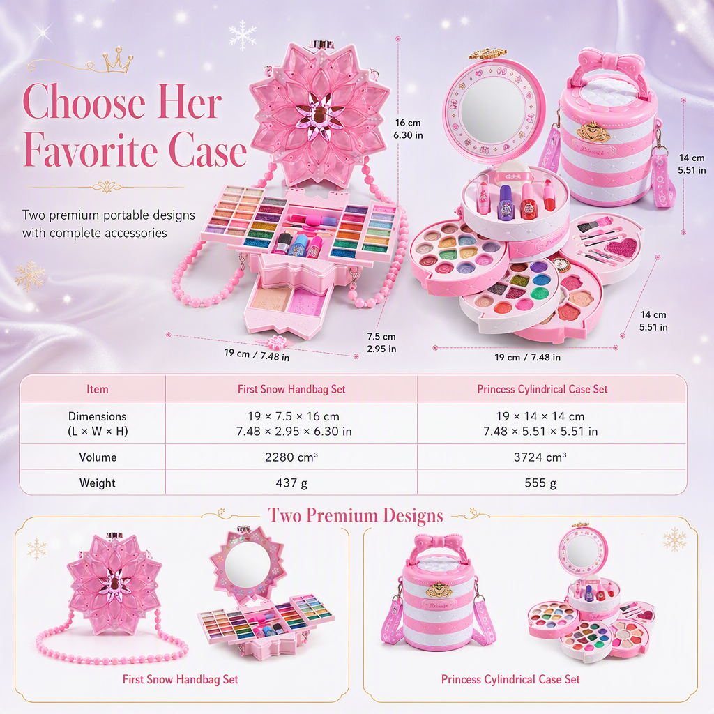 📢📢50% OFF !! ⏰ Washable Princess Makeup Set – Non‑irritating, trays & portable case 🎀