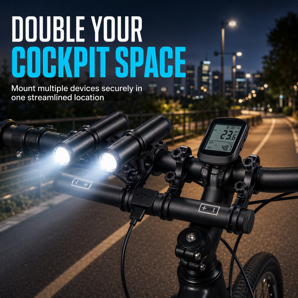 🚴 Bike Handlebar Extender with USB Power Bank: Dual Mounts, Waterproof, Vibration-Resistant