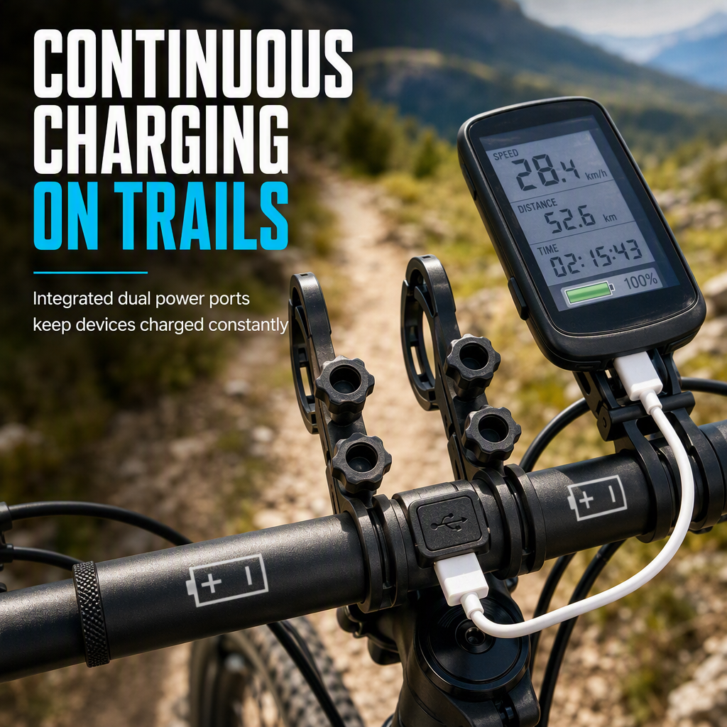 🚴 Bike Handlebar Extender with USB Power Bank: Dual Mounts, Waterproof, Vibration-Resistant