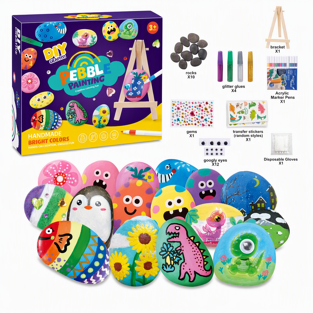 Kids Creative DIY Rock Painting Kit Pebble Stone and Shell Art Craft Set