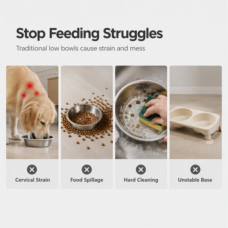 Elevated Detachable Pet Double Bowls