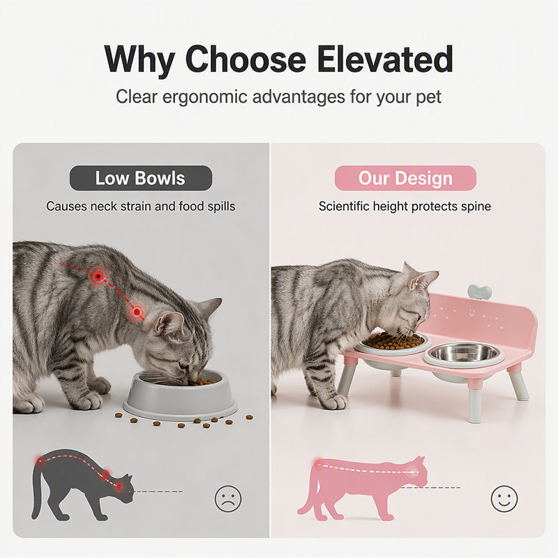 Elevated Detachable Pet Double Bowls