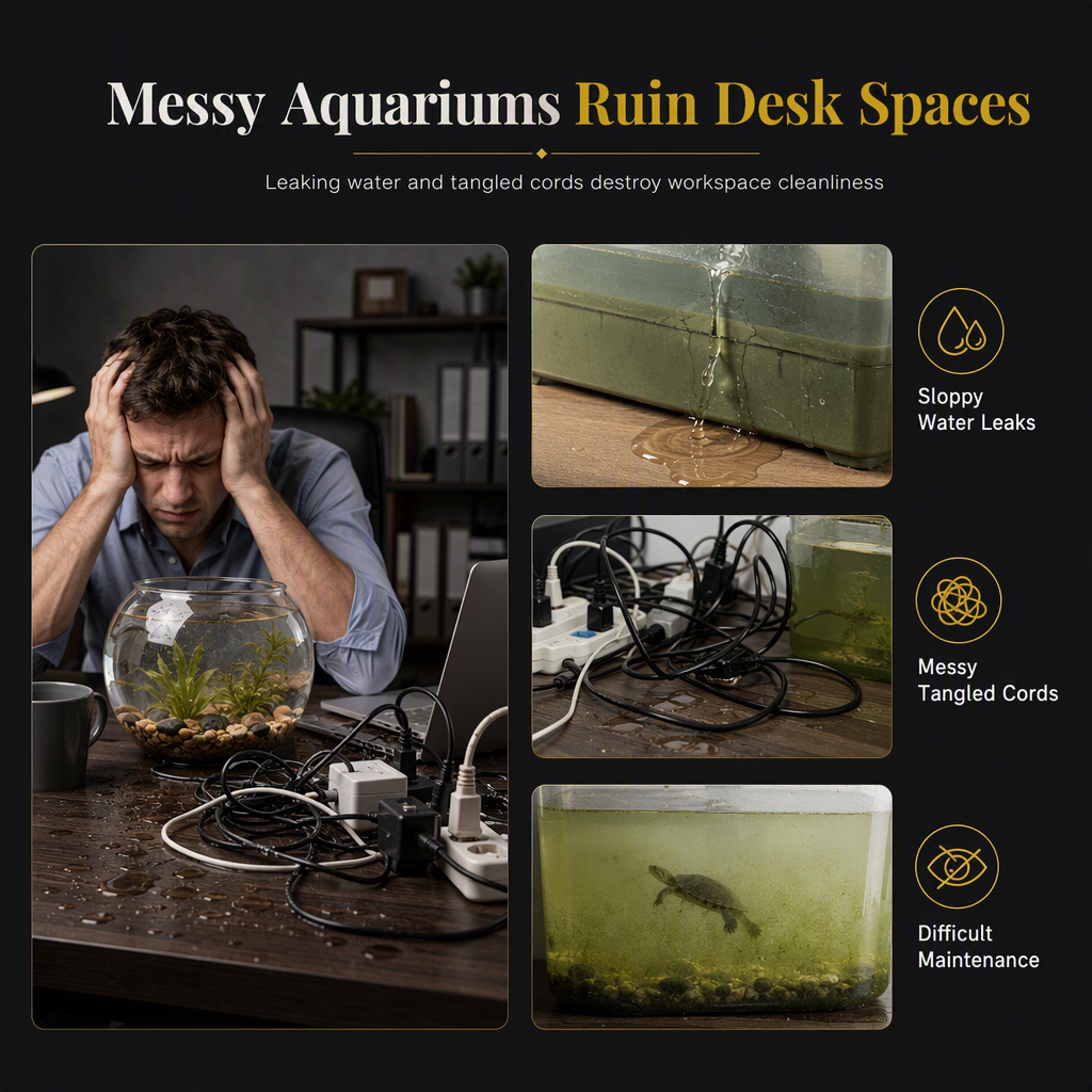 Transparent Plastic Fish Tank with Lid Decorative Ecological Aquarium for Home Living Room and Entryway