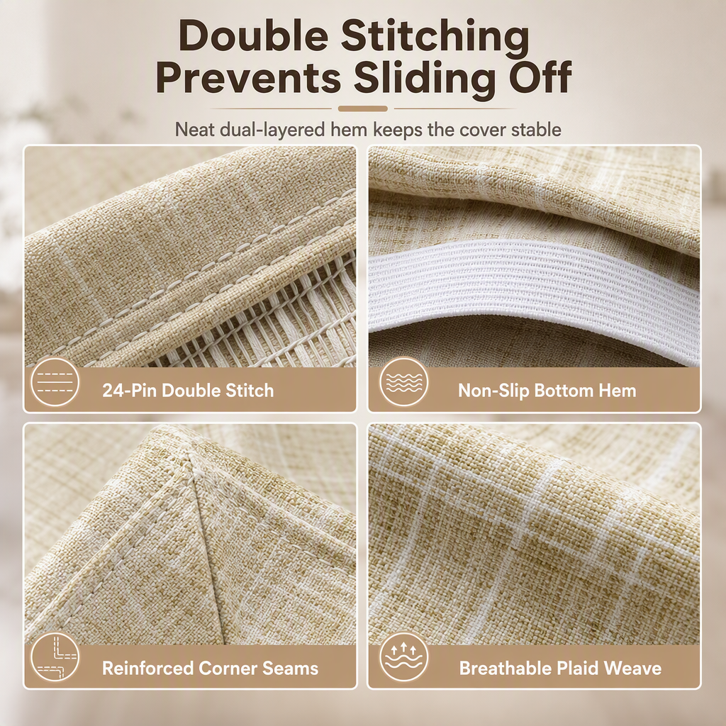 Universal All Season Stretch Chair Cover Plaid Elastic One Piece Slipcover Dustproof and Oil Resistant Protector for Home and Hotel