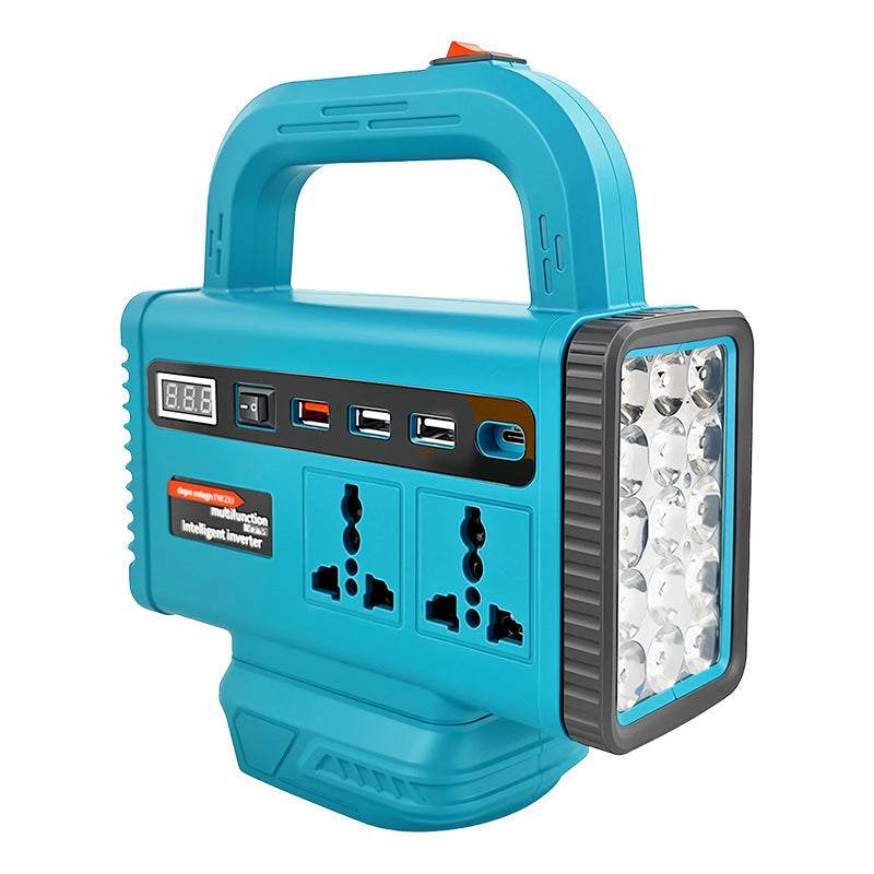 Portable Power Inverter with LED Work Light