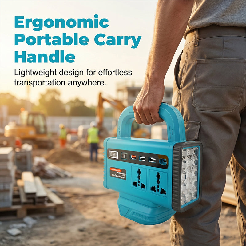 Portable Power Inverter with LED Work Light