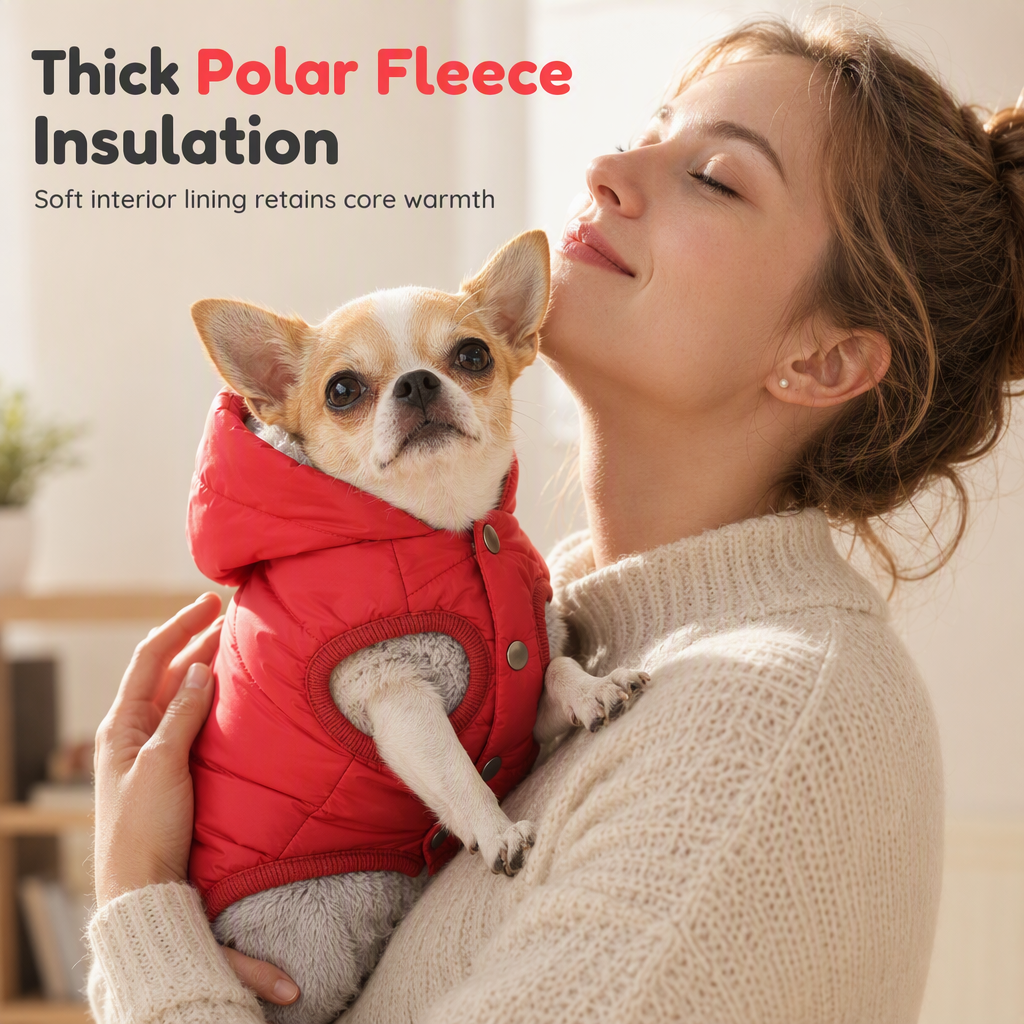 🐕 Hooded Dog Coat – Fleece‑lined, windproof & built‑in harness 🧥✨