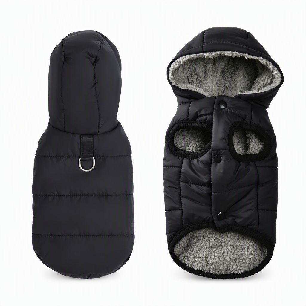 🐕 Hooded Dog Coat – Fleece‑lined, windproof & built‑in harness 🧥✨