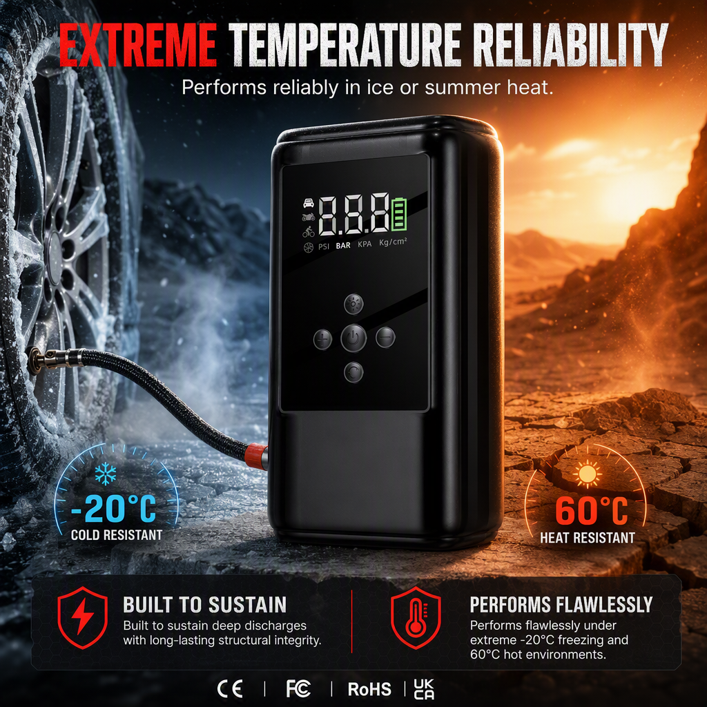 All-in-One Car Jump Starter and Tire Inflator Battery Booster with Smart Clamps and EVA Storage Case