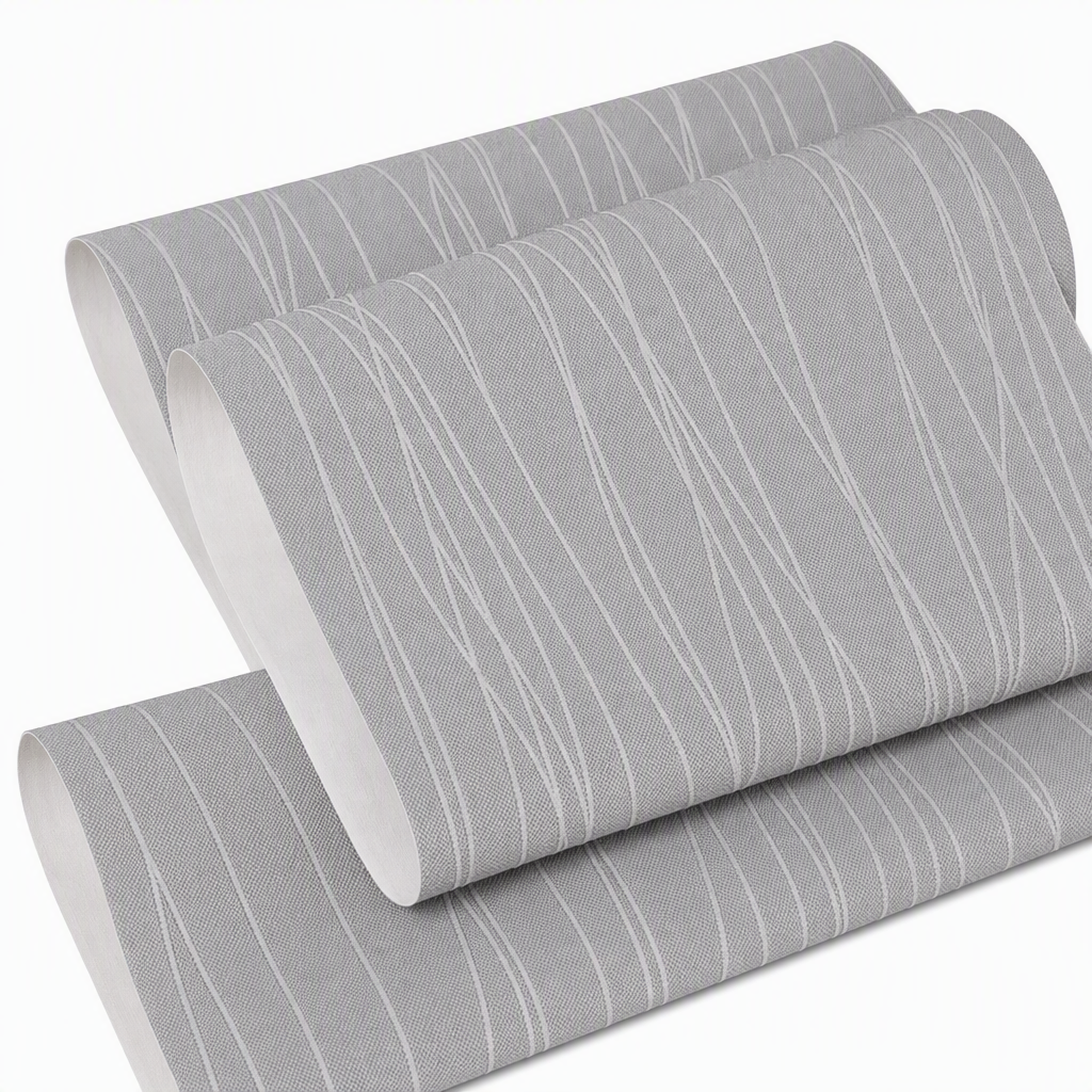 Thickened Non Woven Self Adhesive Wallpaper with 3D Textured Stripe Pattern for Bedroom and Living Room Background Wall 53cm x 1m