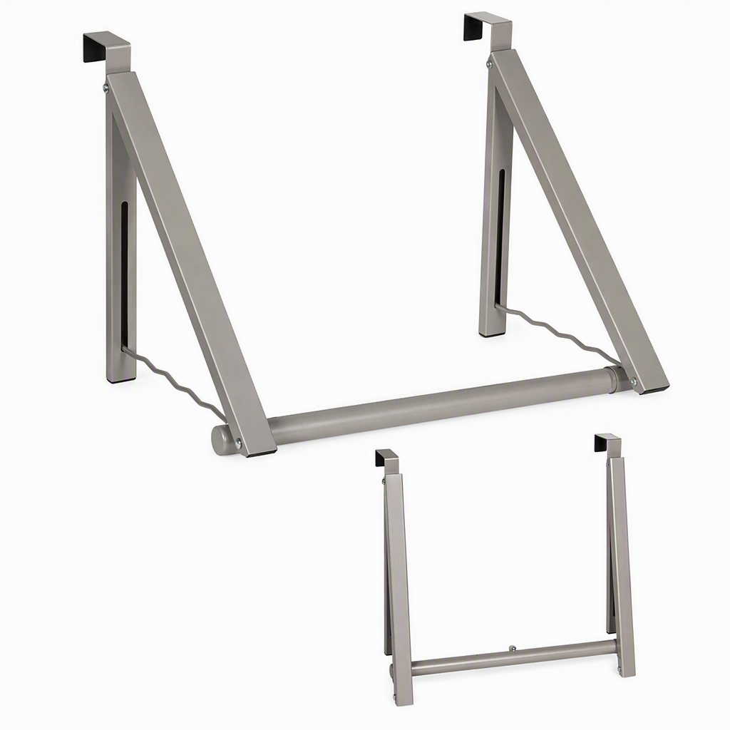 Retractable Folding Over the Door Hooks No Drill Metal Coat Rack for Hanging Clothes