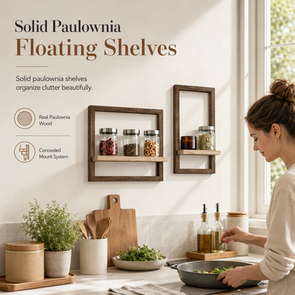 Wood Wall-Mounted Floating Shelves