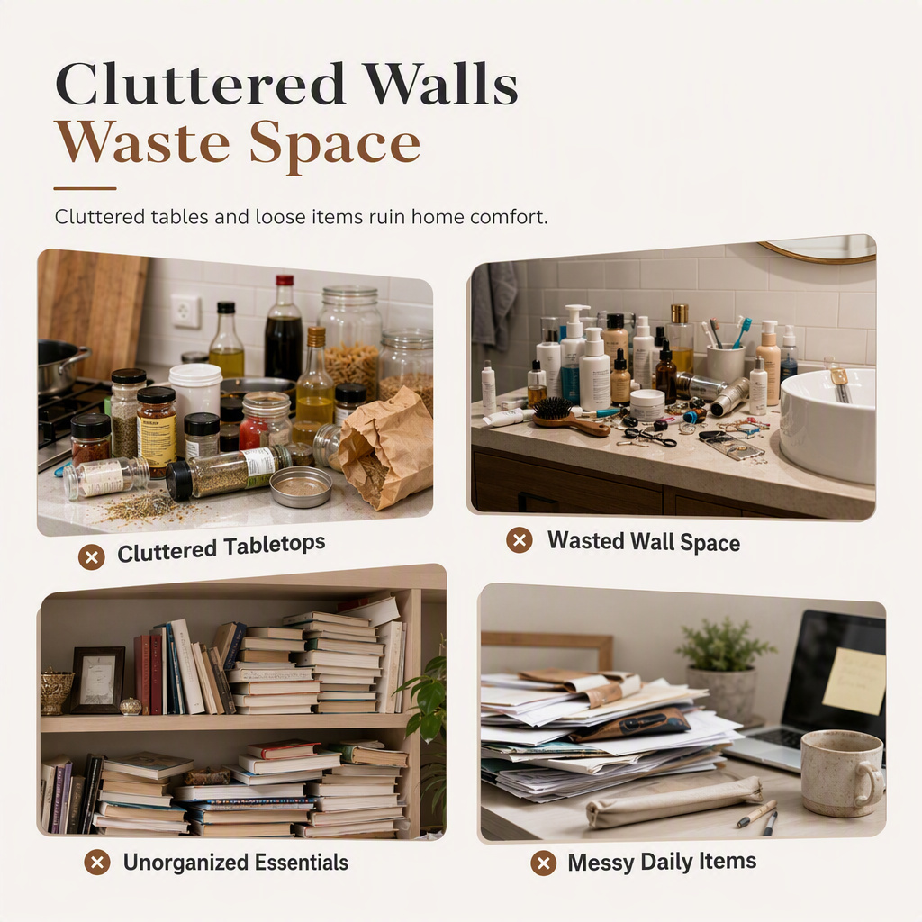 Wood Wall-Mounted Floating Shelves