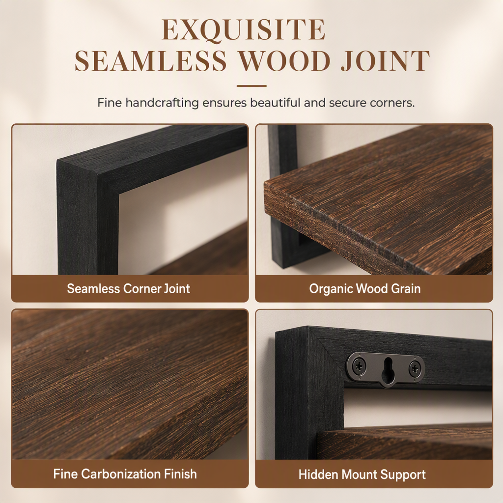 Wood Wall-Mounted Floating Shelves