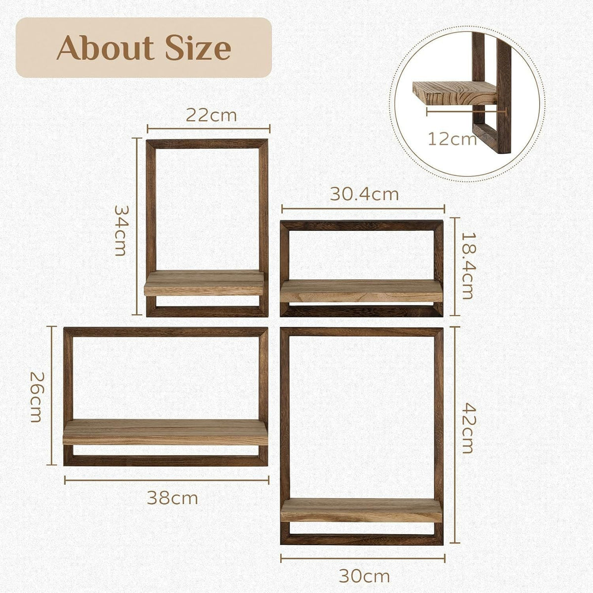 Wood Wall-Mounted Floating Shelves
