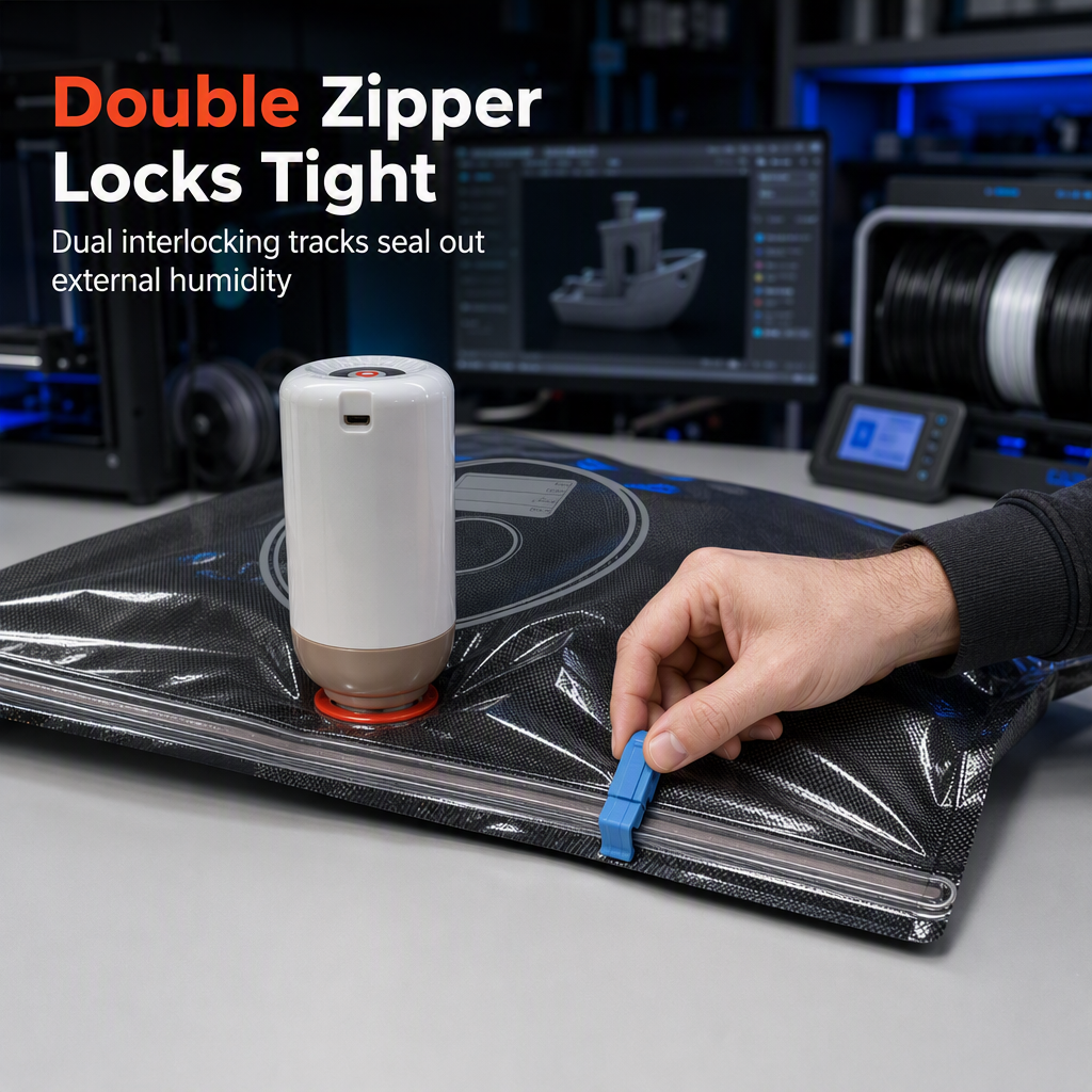🎯 50% OFF! ✨ Vacuum Storage Bag Kit for 3D Filament – Lock Out Humid Air, Double Zipper Seal & Opaque Light Shielding – Keep Filaments Dry & Print-Perfect 🧵