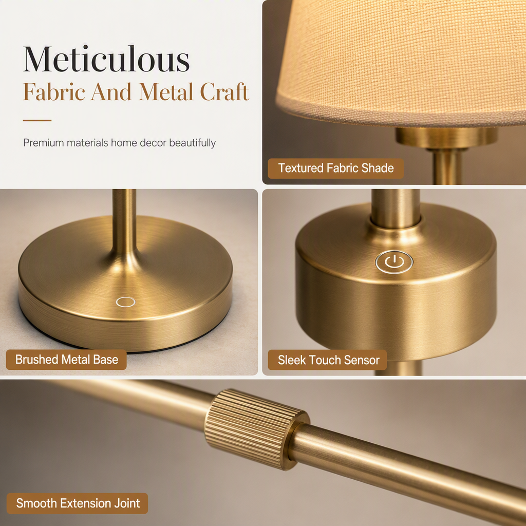 💡 Wireless Touch Bedside Lamp: Stepless Dimming, Rechargeable, Linen Shade & Metal Base, Cordless Freedom