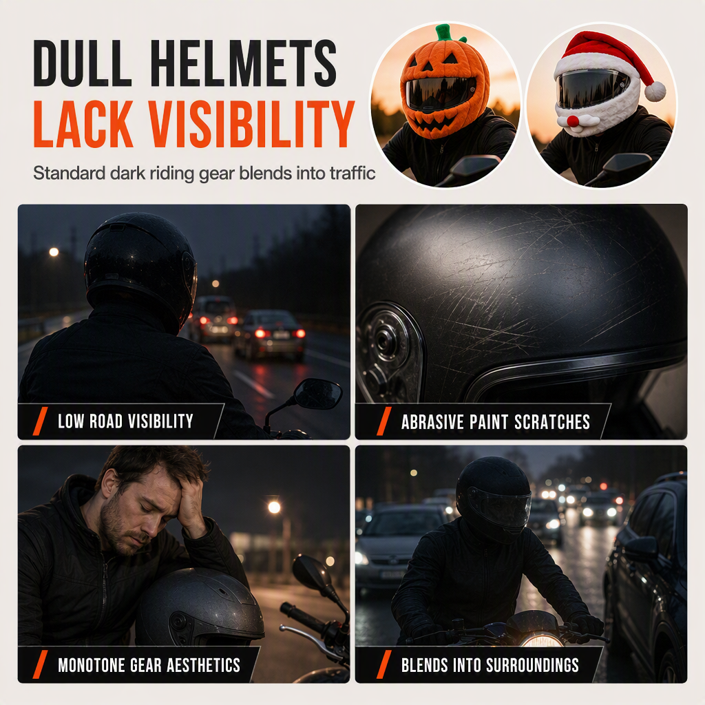 📢📢50% OFF !! ⏰Funny Plush Motorcycle Helmet Cover Universal Fit Cartoon and Holiday Protective Sleeve for Christmas Halloween Outdoor Riding