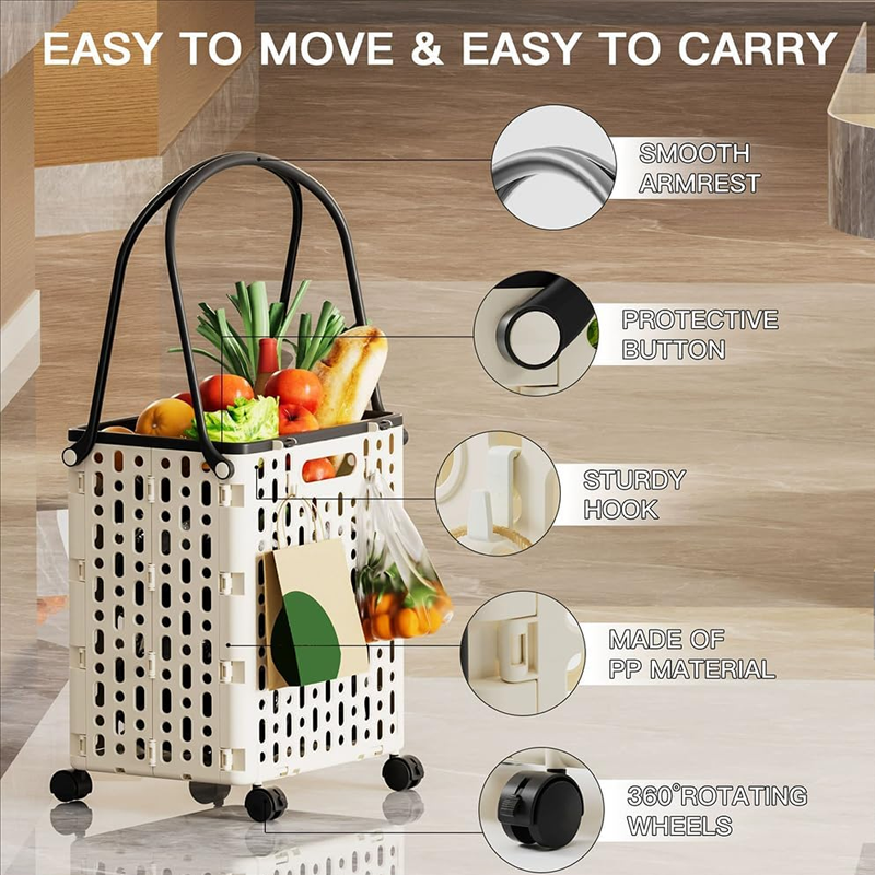 Foldable Shopping Cart with 360 Degree Swivel Wheels