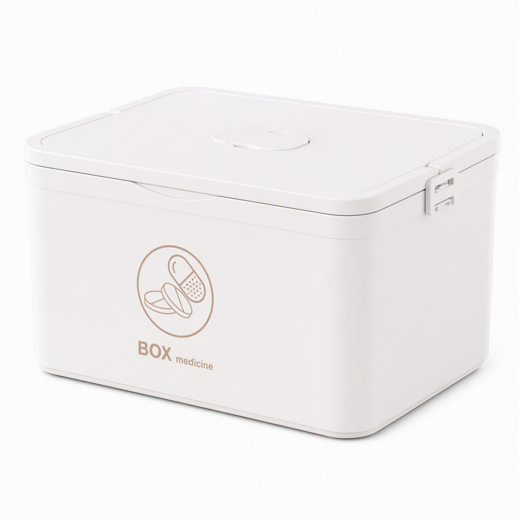 Large Plastic Medicine Storage Box with Multi-Layer Divided Compartments Portable Family Emergency First Aid Organizer Box