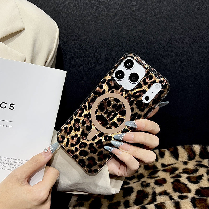 Magnetic Leopard Print Phone Case