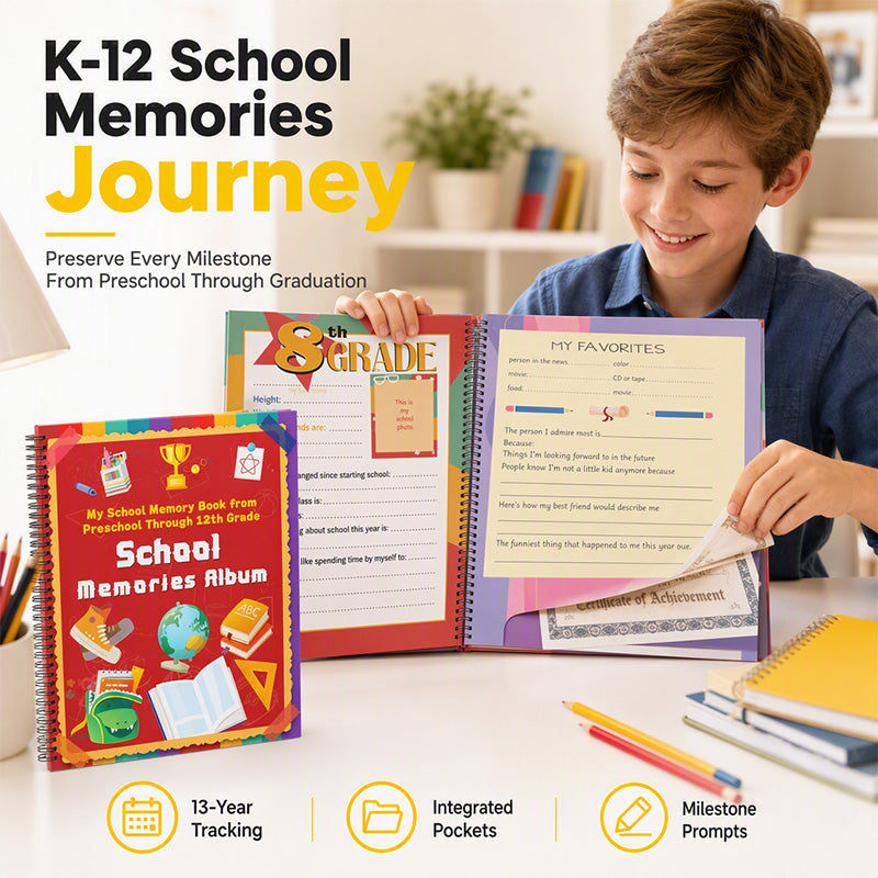 ⏳🔥LIMITED-TIME 50% OFF! ⏰School Memory Book Keepsake Journal Notebook for Students📓🎓