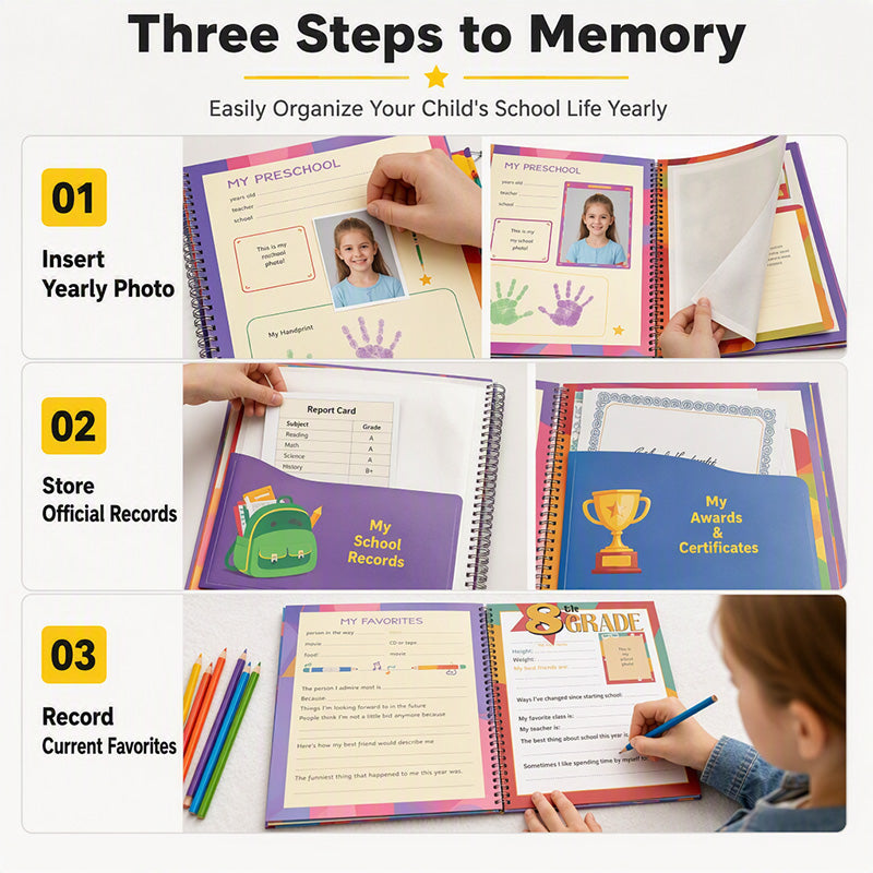 ⏳🔥LIMITED-TIME 50% OFF! ⏰School Memory Book Keepsake Journal Notebook for Students📓🎓